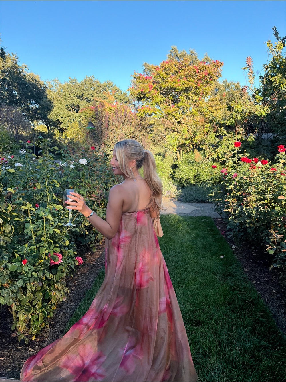Annika Watercolor Floral Strapless Gown - Picture 4 of 6